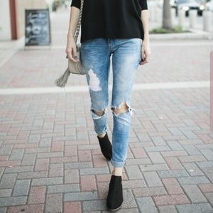 🆕️in Box Faux Black Suede Ankle Booties with side zipper